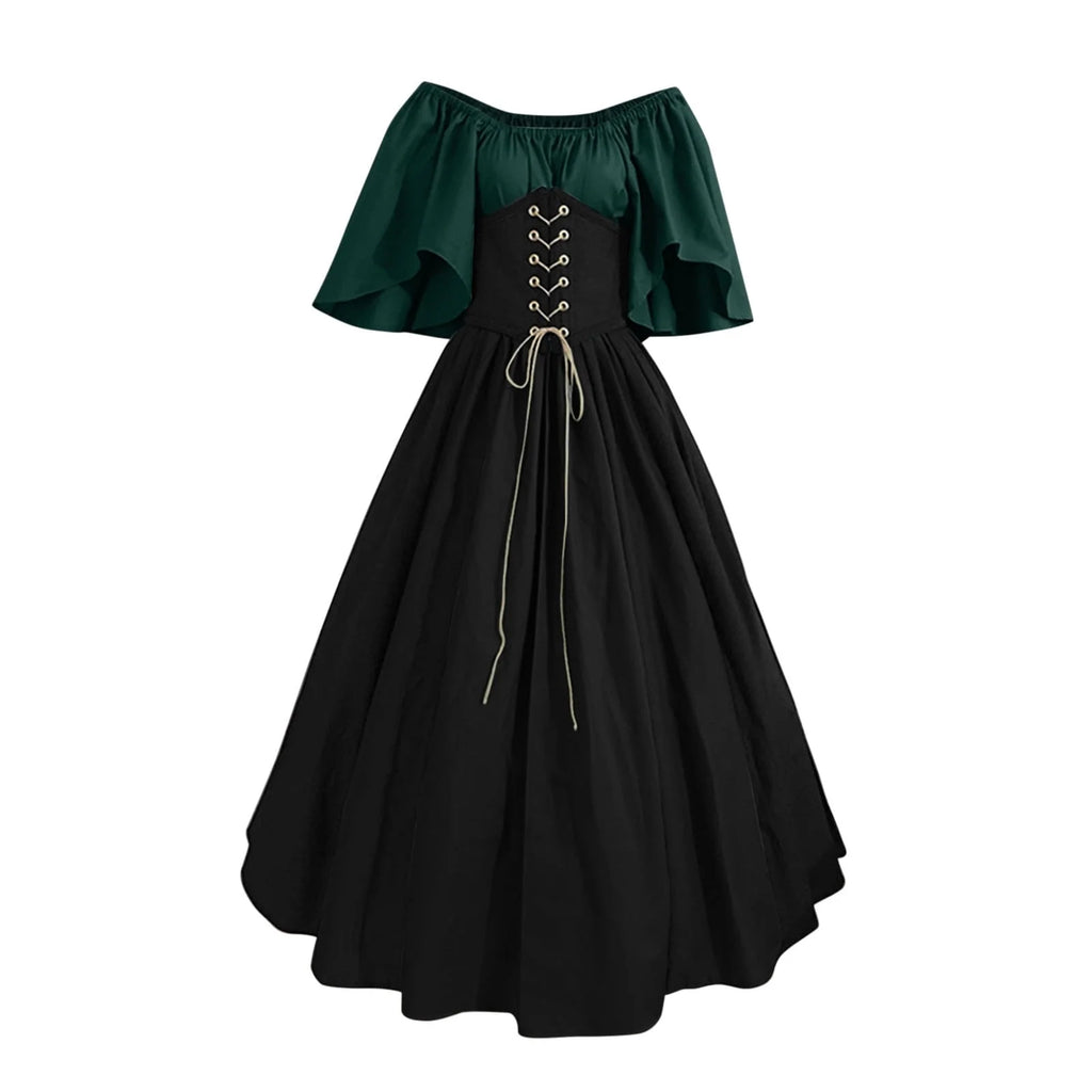 UPPADA Womens Renaissance Faire Dresses Medieval Irish Traditional plus Size Dresses Ruffle over Dress Corset Retro Cosplay Gown